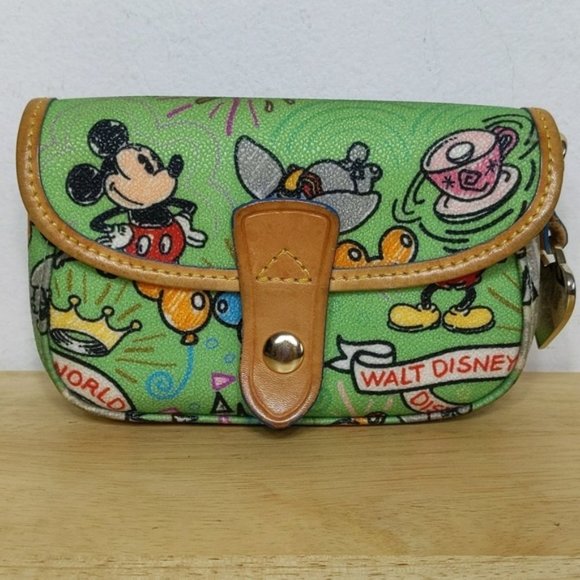 Dooney & Bourke Handbags - Disney Dooney & Bourke Cartoon Sketch Snap Green Pouch Bag